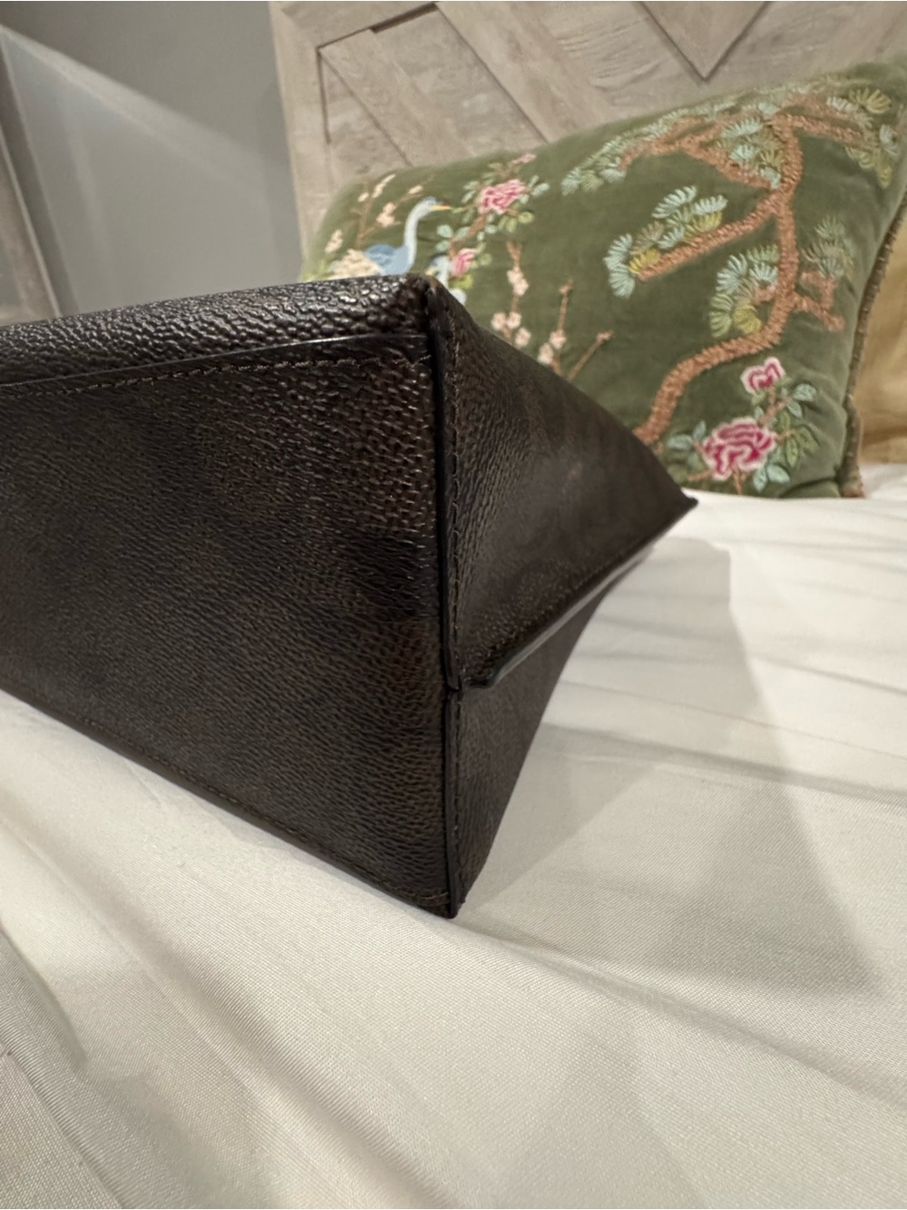 COACH Mollie Tote Bag 25 - Signature Small Tote in Brown with Black Trim - Picture 8 of 16